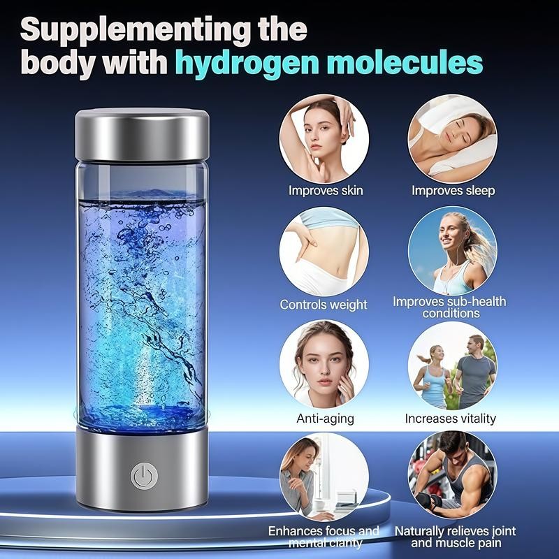Hydrogen Water Bottles-420ml Hydrogen WaterBottle Generator with SPE PEM Technology,Rechargeable