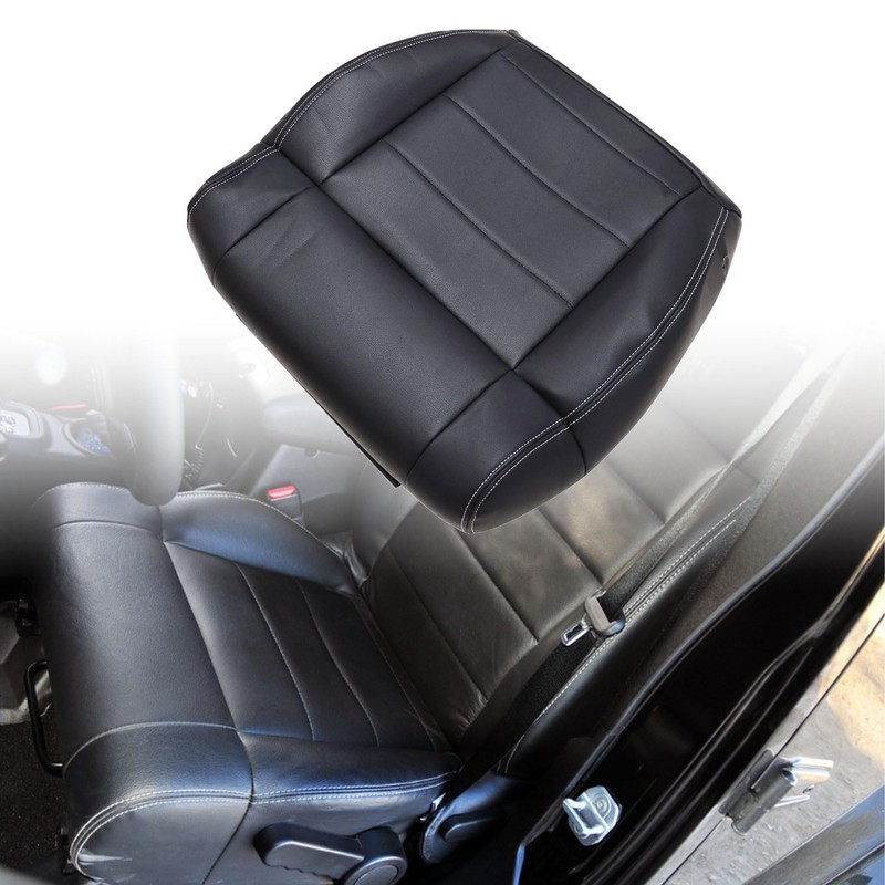 Priprilod Black Leather Driver Side Bottom Replacement Seat Cover Compatible
