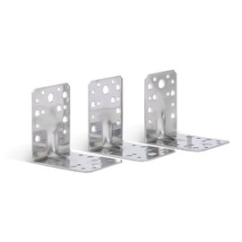 Alberts 335236 Heavy Duty Angle Connector with Beading Stainless Steel 90 x 90 x 65 mm Set of 3