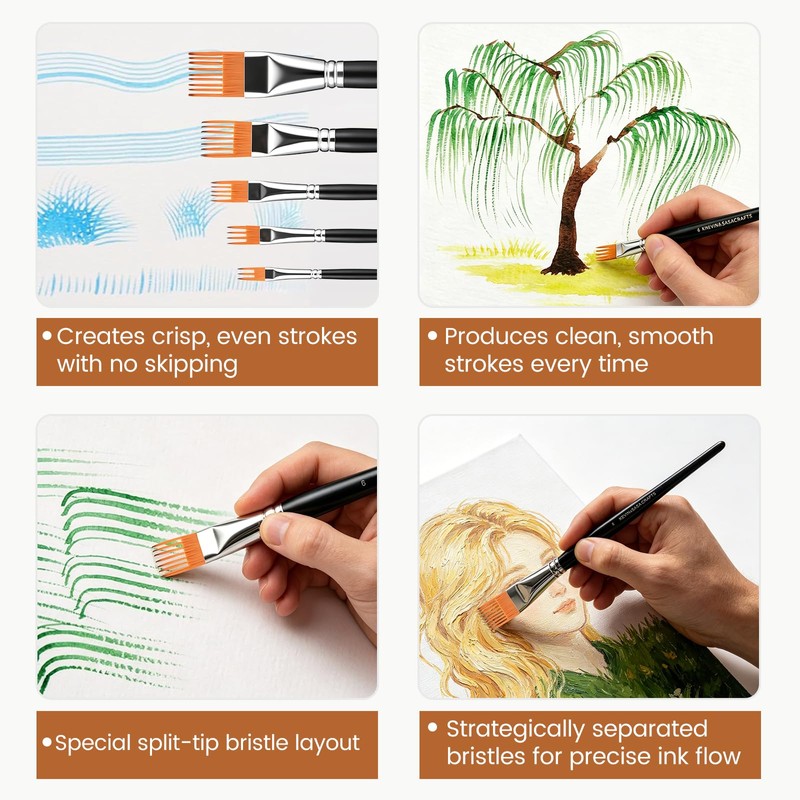 Professional 5-Piece Grainer Paint Brush Set for Acrylic, Oil &