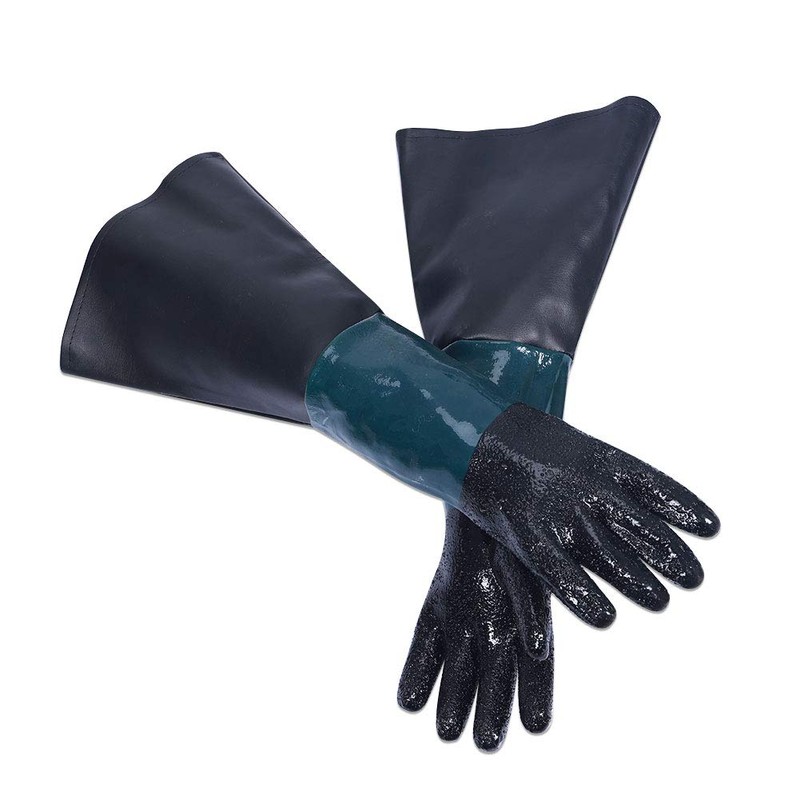 Sand Blasting Cleaning Gloves Rubber 23.6" Heavy Duty Sandblasting Gloves
