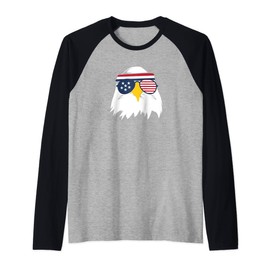 Eagle USA Glasses Headband Patriotic American 4th Of July Raglan Baseball Tee