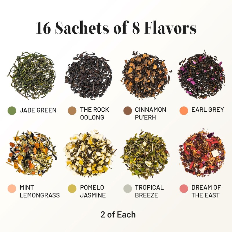 CHAYEAH, Premium Tea Collection (16 Pyramid Tea Sachets, 8 Assorted
