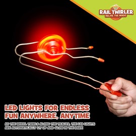Retro Magic Rail Twirler - 3 Pack - Light Up Magnetic Stocking Stuffers for Kids - Sensory Toy with Spinning Wheel and Flashing LEDs | Rail Twister Vintage Fidget Toy for Adults & Children | 3 Colors