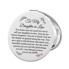 PLITI Daughter in Law Gift to My Daughter in Law Wedding PU Leather Compact Mirror from Mother in Law Father in Law (Daughter in Law LCM)