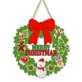 Merry Christmas Wreaths for Front Door Wood Welcome Hanging Sign Xmas Wall Decor for Indoor Outdoor Home Holiday Porch Decorrations