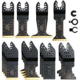 12PCS Titanium Oscillating Saw Blades Metal Cutting,Universal Titanium Multitool Blades for Wood Plastics Metal Cutting, Multi Tool Blade Kits Fit Milwaukee Makita Ryobi Rockwell Bosch