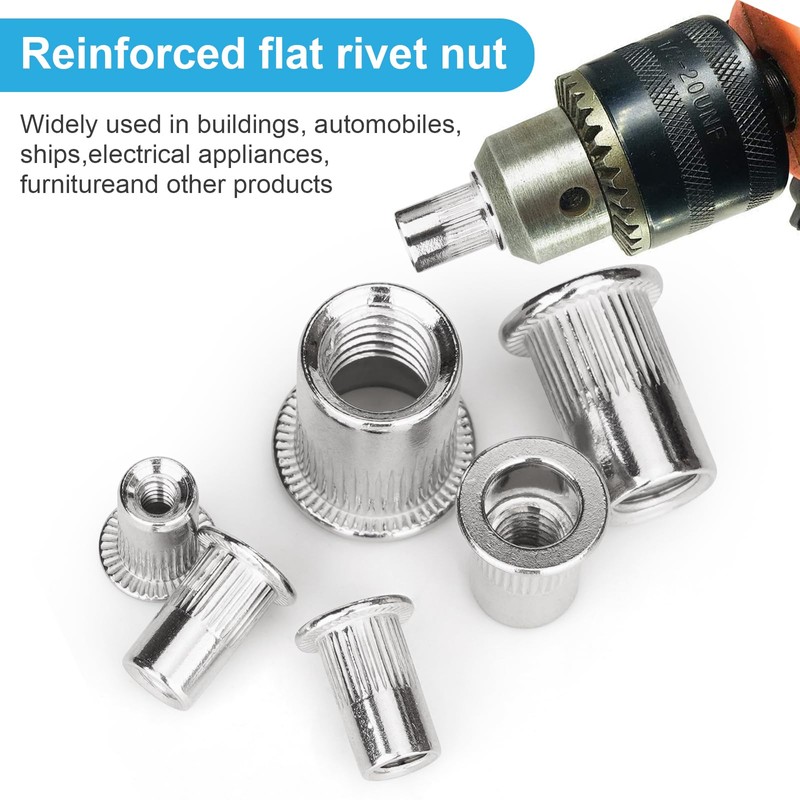 Vmuter 469Pcs SAE Rivet Nuts Kits, 304(18-8) Stainless Steel Flat