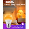 Amber Sleep Light Bulb Dimmable, Blue Light Blocking, A15 E26