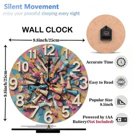 Lancholy 10-Inch Silent Wooden Wall Clock, Colorful Chess Pieces Clock Wall Decor ” Silent Non-Ticking Clock, Battery Operated (AA Batteries Not Included), Artistic Home Decor