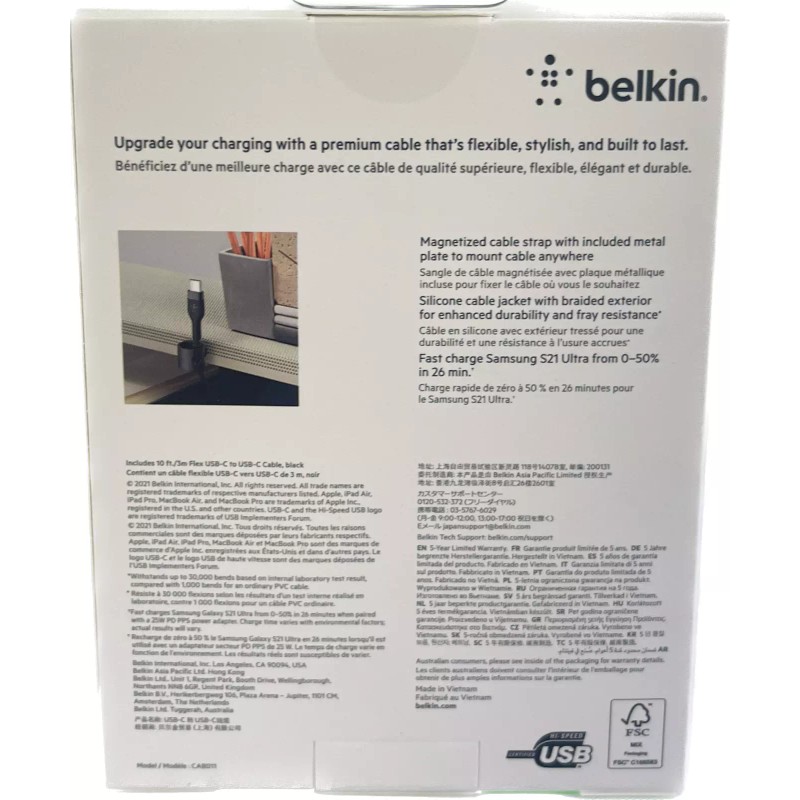 Belkin NEW Belkin BoostCharge Pro Flex USB-C Cable W/USB-C Connector