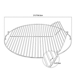 only fire Stainless Steel Grilling Grate Replacement Hinged Cooking Grate for Weber 22" Kettle Charcoal Grills