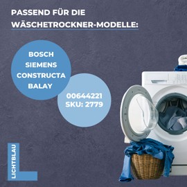 Lichtblau Door Handle 644221 White Bosch Siemens 00644221 I 218 mm x 70 mm x 42 mm I Plastic Handle Accessories for Condenser Dryer I Spare Parts for Bosch Siemens Constructa Balay Tumble Dryer