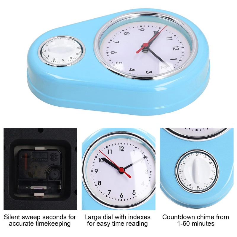 Uadme Wall Clock,9 Inch Quartz Clock 60 Minutes Countdown Timer,Multifunction
