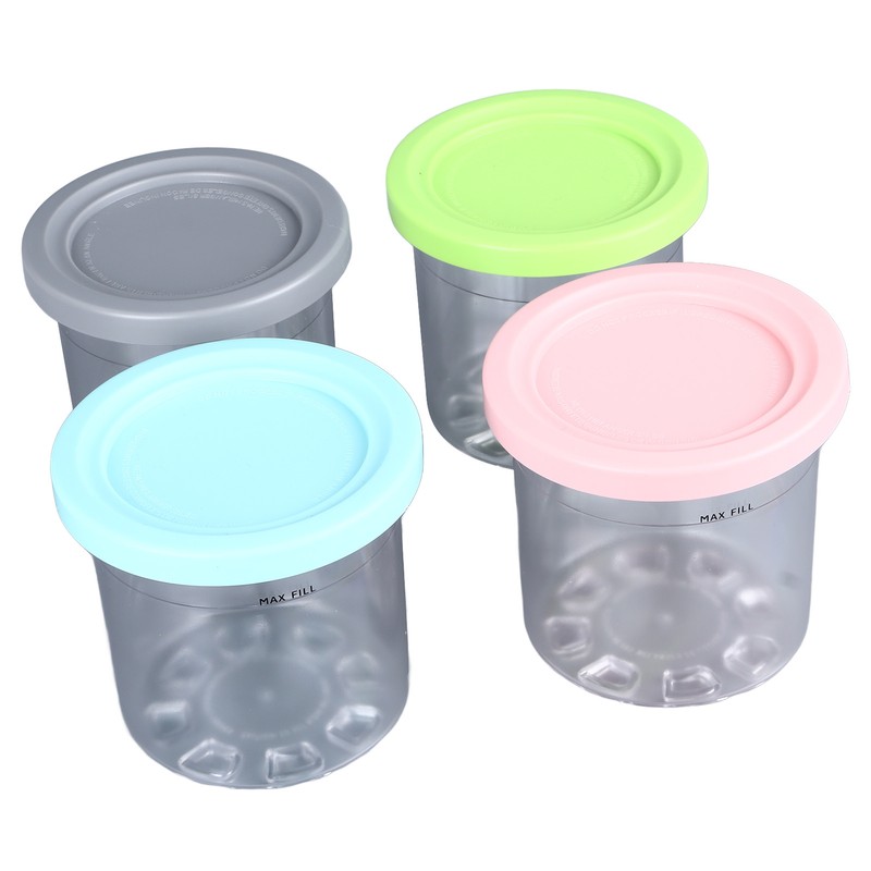 4Pcs Ice Cream Pints Containers and Lids Large Capacity Round