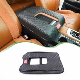LLKUANG Car Center Console Armrest Cover Pad Fit for Toyota Tundra 2007-2021 Waterproof Leather Seat Armrest Box Cushion Pad Protector (Black + American Flag)