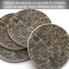 Thirstystone Stone Herringbone Pattern Natural Sandstone Coaster 4 Pack Eco-Friendly,