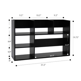 TY ARTS & CULTURE - Wood Desktop Storage Organizer Multipurpose Desk Bookshelf Case Display Large Shelf Rack Counter Top Bookcase for Office Home (Black)