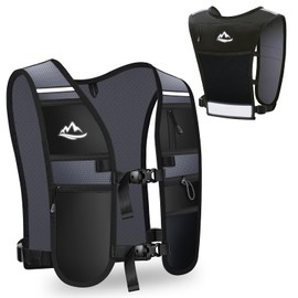 Rolgno Running Vest for Men and Women, Ultralight & Breathable Hydration Backpack, Reflective Running Vest with 6 Pockets and 2L Large Hydration Bladder Compartment for Jogging, Marathon, Cycling