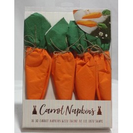 3D Carrot Paper Napkins - 16 Pack