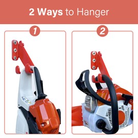 Yampos 2 Packs Chainsaw Holder Wall Mount with Dual Hanging Horizontal Vertical Rubber Coating for Chainsaw Accessories Chain Storage 150LB Capacity Heavy Duty - Red