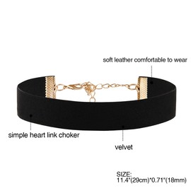Cupimatch 3PCS Classic Elegant Girls Plain Black Wide Velvet Ribbon Choker Necklace Extender Chain