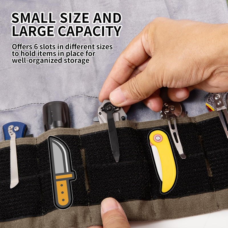 Baizoy Pocket Knife Display Bag,6 Slots with Pocket Knives, Folding