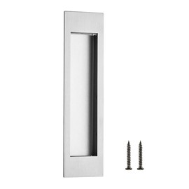Ravinte 1 Pack Brushed Nickel Sliding Closet Door Handles Silver Flush Pulls 8 inch Length Recessed Finger Pulls for Sliding Barn Door Sqaure Cabinet Pulls Stainless Steel