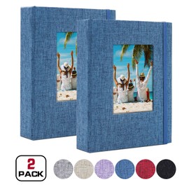 Vienrose Small Photo Albums 6x4 Photos, 2 Pack Linen Cover Mini Photo Book, 26-Page Holds 52 Pictures, Artwork or Postcards Storage