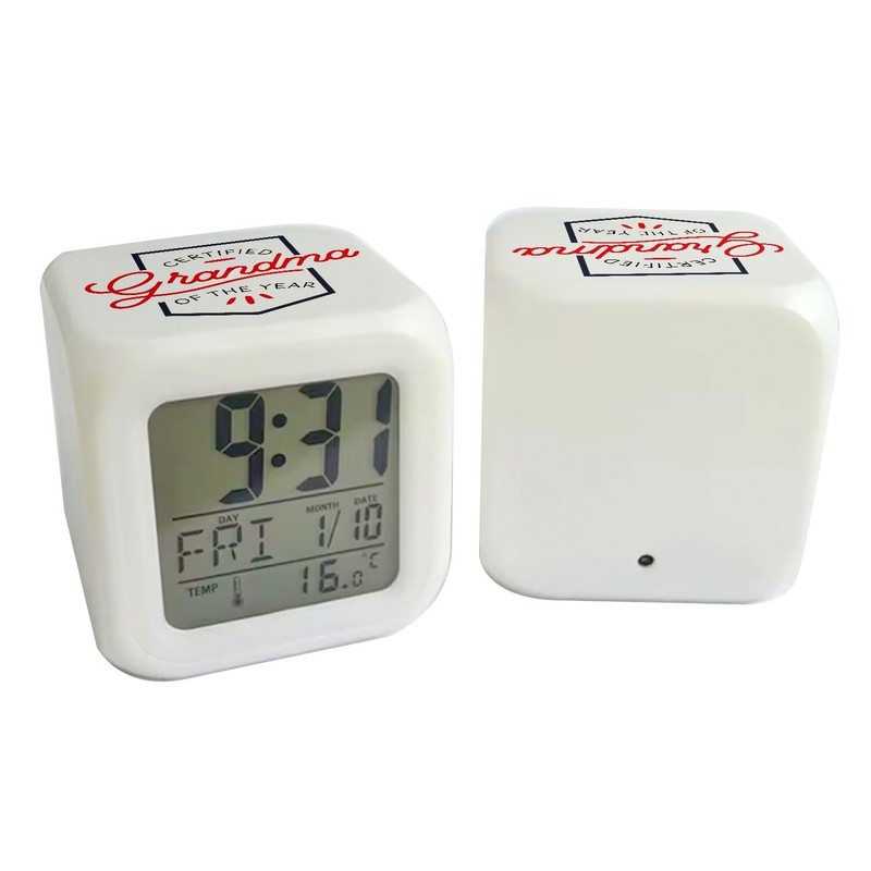 Fabulous Alarm Clock Cube Illuminated White - Certified Grandma of