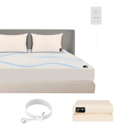 HUNAIGEE Conductive Grounding Mat Grounding Sheet for Bed with 15ft Grounding Cord for Better Sleep Silver Fiber Organic Cotton Reduce Stress Full Size 54x80in Beige