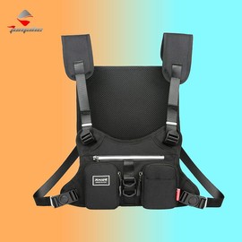 Jumahe Springtok Men's Adjustable Zipper Multi-functional Nylon Chest Bag,Reflective Stripes on Back,Sporty Vest Bag for Tennis Pickleball Outdoor Hiking Cycling Workouts,Gym Bag,Exercise Bags,Back To School Bags,2025 Sport & Outdoor Accessories - Color: