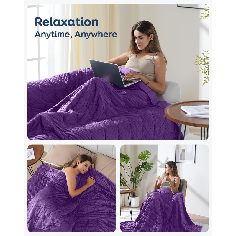 Kivik Minky Dot Weighted Blanket for Adults, 12 lbs Breathable
