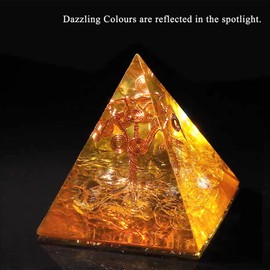 Nupuyai Nupuyai Spiral Tree of Life Crystal Pyramid for Protection, Reiki Healing Figurine Rock Crystal Quartz Points Spiritual Ornament Yellow