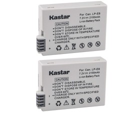Kastar LPE8 Battery (2-Pack) for Canon LP-E8, LC-E8E, Canon EOS 550D, EOS 600D, EOS 700D, EOS Rebel T2i, EOS Rebel T3i, EOS Rebel T4i, EOS Rebel T5i Cameras and BG-E8 Grip