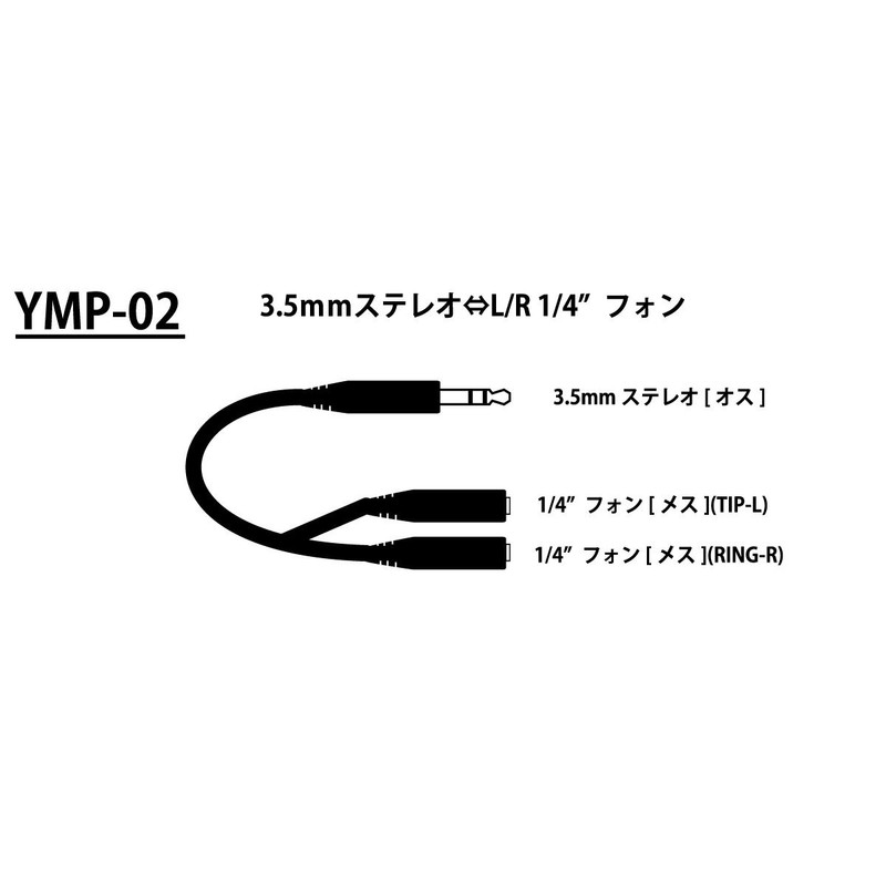 TECH 変換ケーブル オス ミニ ステレオ X 1⇔メス標準モノ X 2 YMP-02