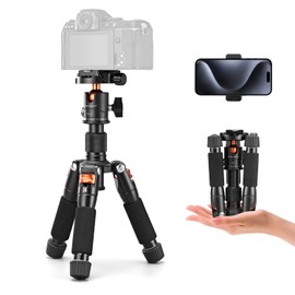 Camera Tripod K&F Concept Mini Tripod, Lightweight and Compact 360° Compact Camera Tripod with Ball Head, 52cm Desktop Tripod, Table Tripod with Cell Phone Holder, Compatible with Canon G7x, Sony,
