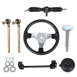 WFLNHB Steering Wheel Steel Kit Gear Rack Pinion Adjustable Shaft Set Replacement for 110cc Go Kart