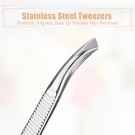 VOCOSTE Tweezers Eyebrow Clip Beveled Tweezers Eyebrow Tweezers Nose Hair Beard Hair Removal 8.4x0.7cm Silver