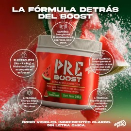 Pre Entreno Con Electrolitos Energía Pre Workout Cafeina Citrulina Beta Alanina Sabor Sandia Polvo  Suplemento Hombre Mujer  PRE BOOST BPN PRO        