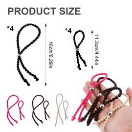 8Pcs Adjustable Black Hair Ties for Thick Hair Puff Cuff for Natural Hair Curly Ponytail Holders Loc Ponytail Pineapples Hairstyle Loc Accessories for Black Women