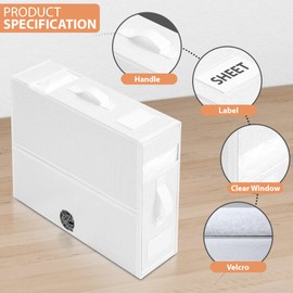 Justfityou Bedding Storage and Bed Sheet Organizer, Foldable Queen/King Size SheetCube, 2 Pack White Storage Container Set for Duvet Covers, Pillowcases, Linen, Closet Organizer