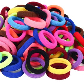 100 Pcs Hair Ties, Cotton Toddler Hair Ties for Girls, Multicolor Small Seamless Hair Bands Elastic Ponytail Holders,Multicolor