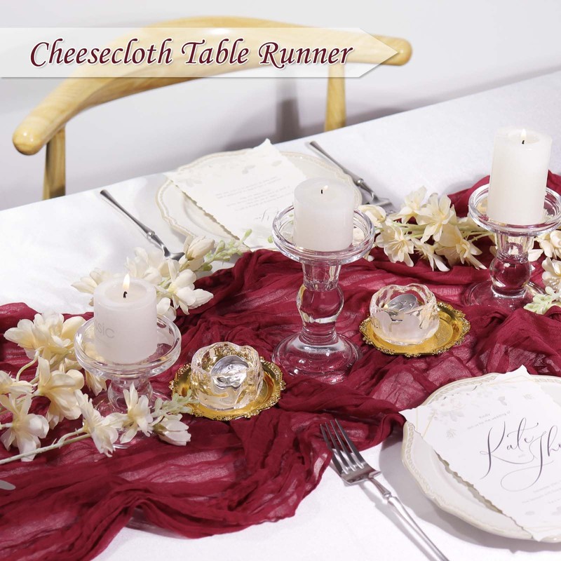 Table Runner Cheesecloth 10 FT Boho Rustic Table Runner Gauze