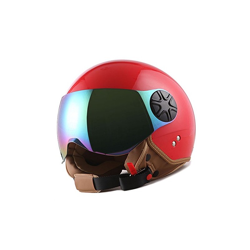 1STORM Motorcycle Scooter Bike Open FACE/Half FACE Helmet Classic RED