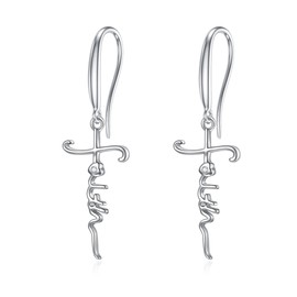 Faith Earrings 925 Sterling Silver Cross Faith Dangle Earrings Christian Jewelry for Women Christian Gifts