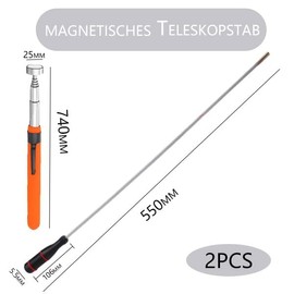 Pack of 2 Rod Magnetic Suction Tool, Strong Magnetic Suction Stick, Magnetic Attraction Bar, Telescopic Pragmatic, Flexible for Workshop, Outdoor Use