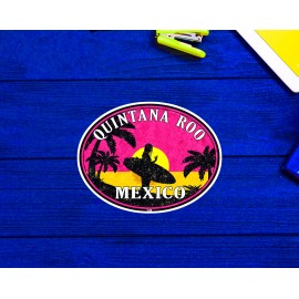 Quintana Roo Mexico Cancun Laptop Bumper Surfing Surf Isla Mujeres Sticker 3.9"