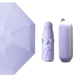 Umbrella, Parasol, Compact Travel Umbrella, Large, Stormproof, Lightweight, Portable Parasol, Foldable Compact Travel Umbrella with Capsule Case, 6 Ribs for Men, Women and Children, NO