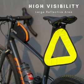 Vincita Reflective Yield Symbol with Velcro Strap - High Visibility for Safety at Night - Safety Reflector for Bike Rack, Backpack, Car Rack - Bicycle Reflective Accessories (White/Black, Large)